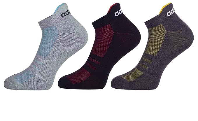 Adidas Unisex Low Cut Cotton Blend Socks (Pack Of 3) (AD-0632 Lt Grey Mel/Black/Anthra Mel_Multicolor)- 3 Pairs (6N)
